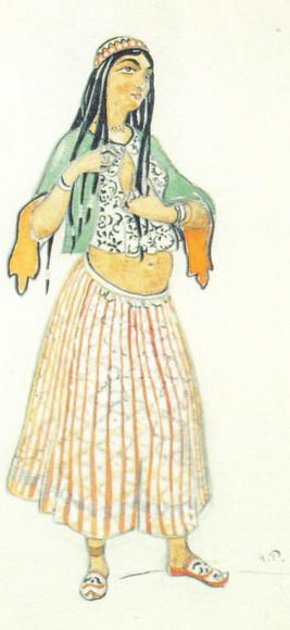 Sketch of costume Polovchanka (Captive, Polonyanka). Roerich N.K. (Part 1)