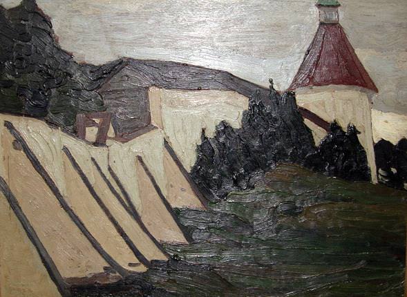 At the monastery wall (wall Iversky monastery in Valdai). Roerich N.K. (Part 1)