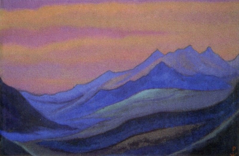 Himalayas # 120 Sunset in the mountains. Roerich N.K. (Part 6)