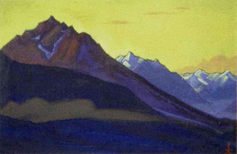 Lahul # 138 (mountains on the background of the golden sky). Roerich N.K. (Part 6)