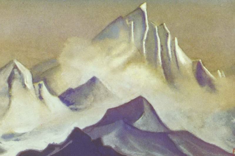The Himalayas # 57 The gloomy cliffs in the clouds. Roerich N.K. (Part 6)