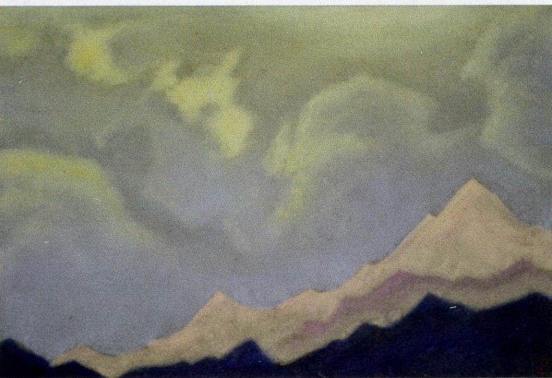 Himalayas # 31 Clouds over the peak. Lahul. Evening. Roerich N.K. (Part 6)