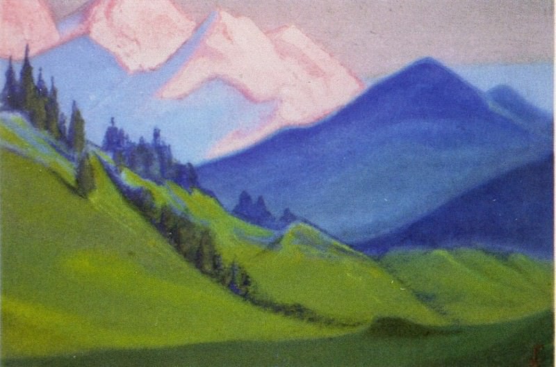 Himalayas # 191 Green slopes and eternal snow. Roerich N.K. (Part 6)