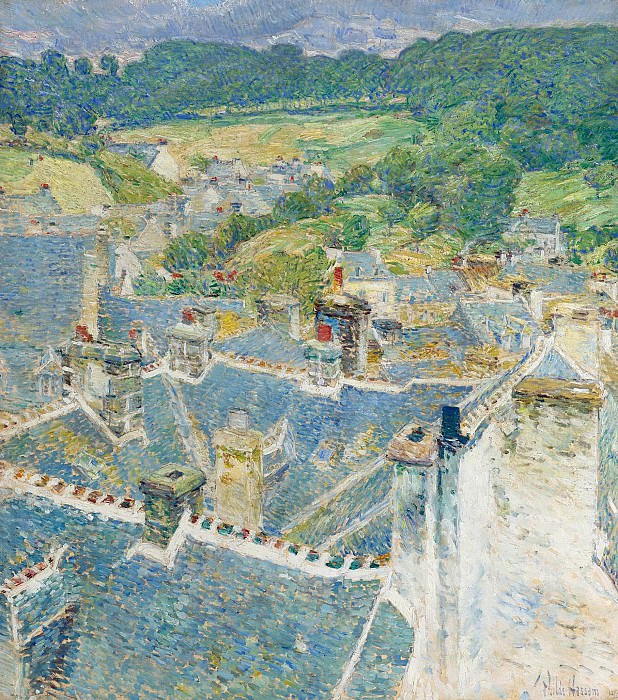 Frederick Childe Hassam - Rooftops, Pont-Aven, Brittany, 1897. Sotheby’s