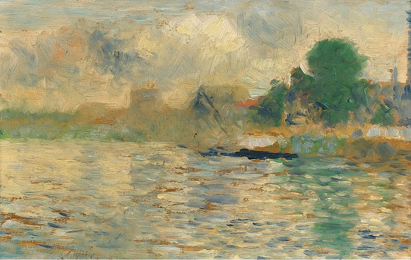 Сёра, Жорж-Пьер - Barge on the Seine, 1884. Картины с аукционов Sotheby’s