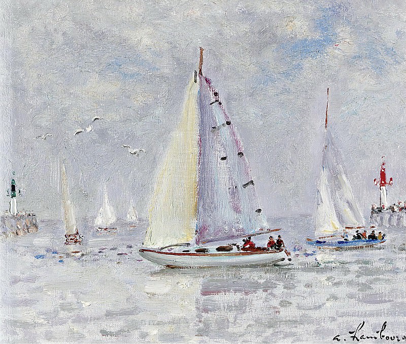 Andre Hambourg - The Sailer (Deauville), 1978. Картины с аукционов Sotheby’s