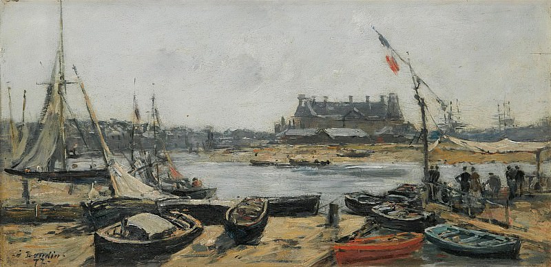 Eugene Boudin - Trouville, View of Ports Landing Stage, 1872. Картины с аукционов Sotheby’s