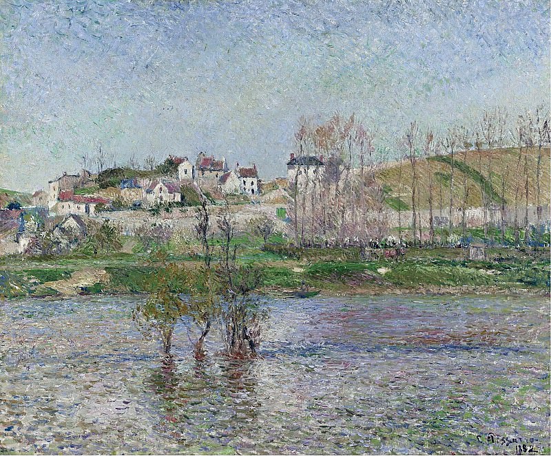 Camille Pissarro - The Flood at Pontoise, 1882. Картины с аукционов Sotheby’s
