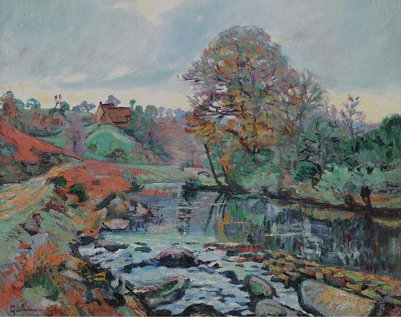 Armand Guillaumin - Landscape of the Creusa, View on the Bridge of Charraud, 1901. Картины с аукционов Sotheby’s