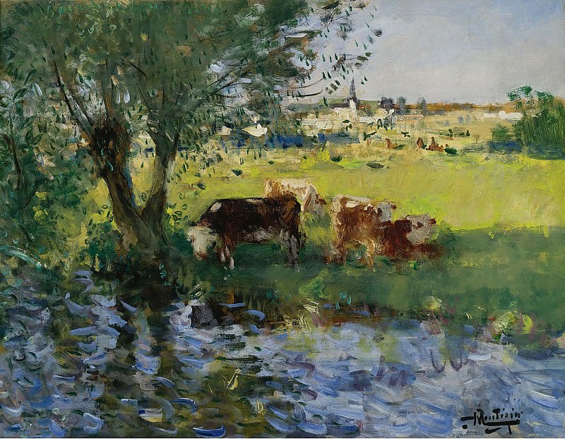 Pierre-Eugene Montezin - Cows in the Willows Shade. Sotheby’s