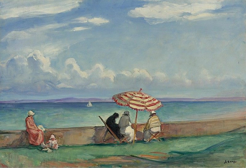 Henri Lebasque - The Papasol on the Terrace of Morgat, 1924. Картины с аукционов Sotheby’s