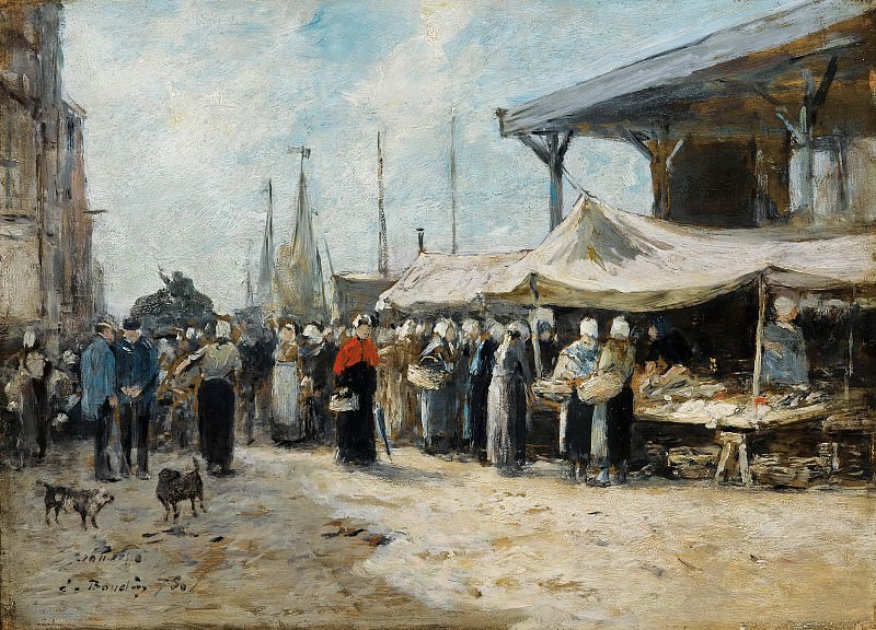 Eugene Boudin - Trouville, Fishing Market, 1875. Sotheby’s