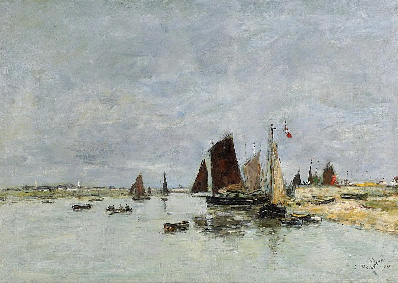 Eugene Boudin - Etaples, Boats at the Port, 1876. Sotheby’s