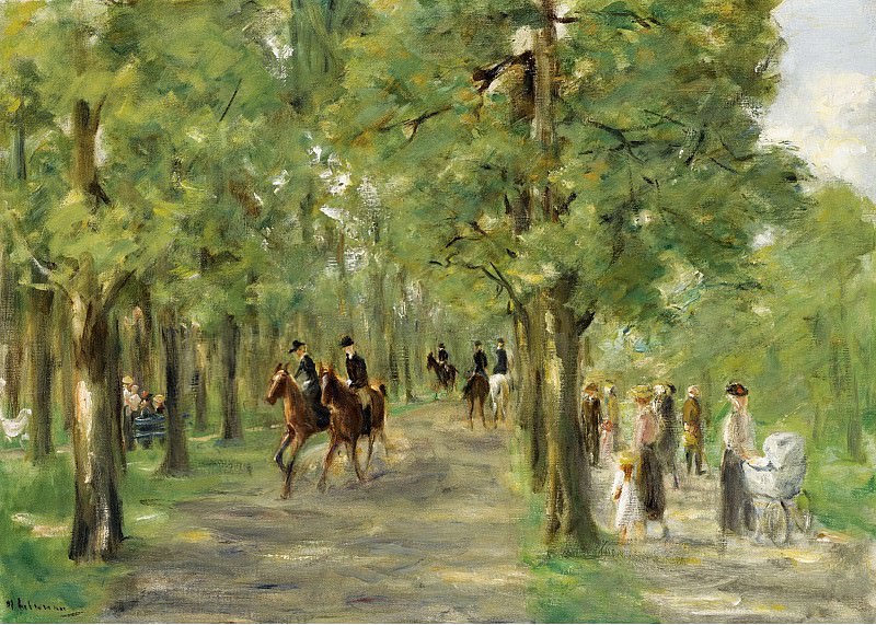 Max Liebermann - Path in the Tiergarten with Riders and Strollers, 1923. Sotheby’s