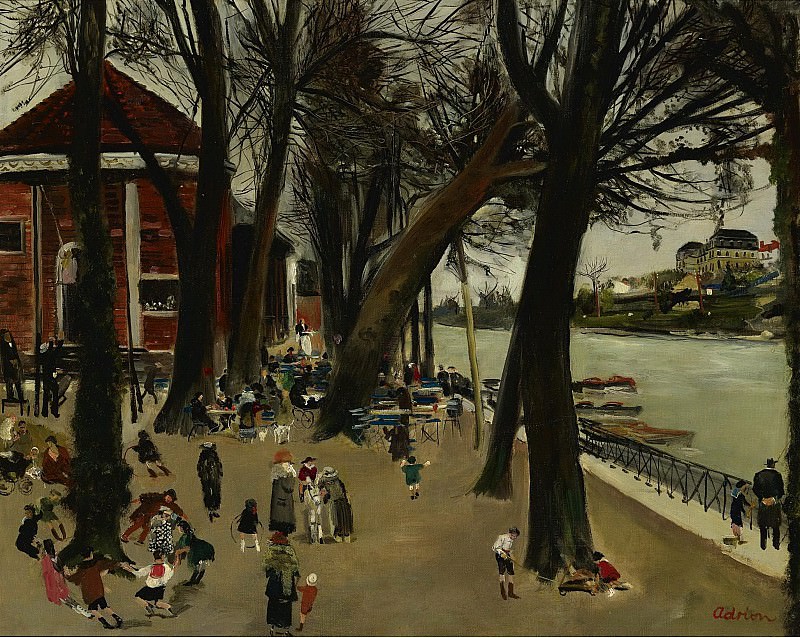 Lucien Adrion - Cafe by the Seine. Картины с аукционов Sotheby’s