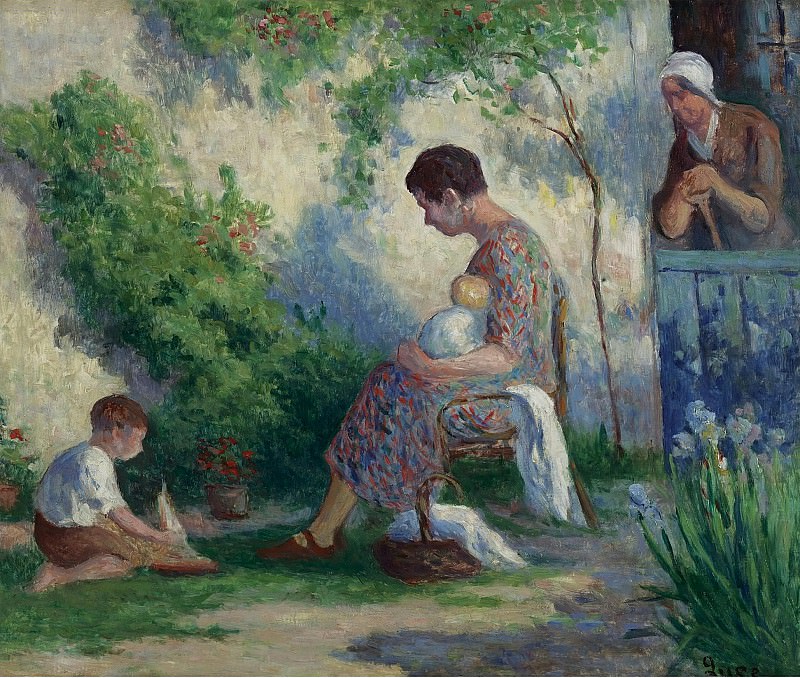 Maximilien Luce - Rolleboise - Madame, Jean and Madeleine, 1927. Sotheby’s