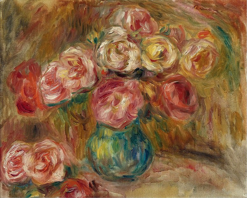 Pierre Auguste Renoir - Vase with Flowers 01. Картины с аукционов Sotheby’s