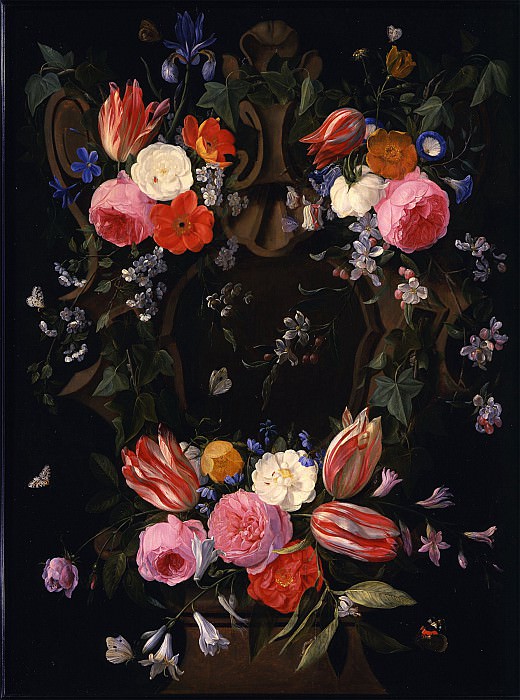 Jan van Kessel A garland of flowers 26676 172. часть 3 - европейского искусства Европейская живопись