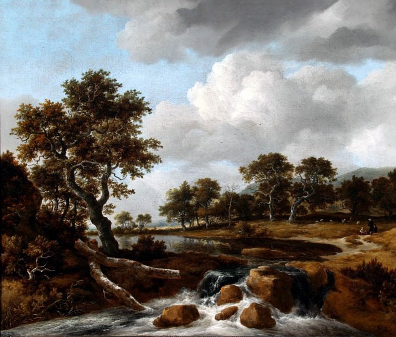 Jacob van Ruisdael A wooded River Landscape with a Shepard his family and flock 27084 268. часть 3 -- European art Европейская живопись