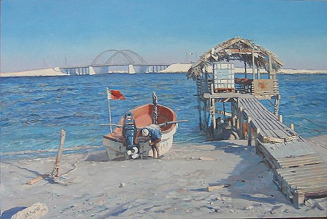 June Bartlett Sheikh Khalifa bin Salman Bridge and Fishermans Lodge Bahrain 31526 3606. часть 3 - европейского искусства Европейская живопись