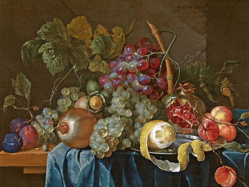 Jan Davidsz de Heem Still Life with Lemons Pomegranates and Grapes on a Table 80459 276. часть 3 -- European art Европейская живопись