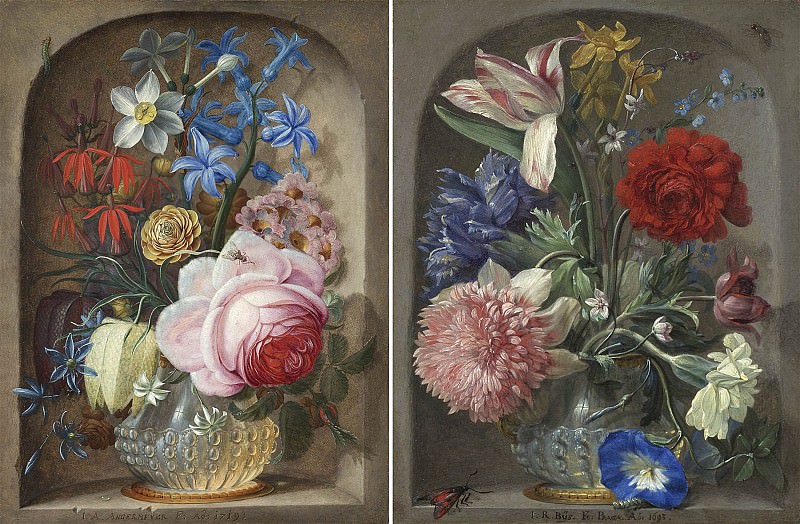 Johann Adalbert Angermeyer Flowers in a vase in a stone niche 1665 20. часть 3 -- European art Европейская живопись