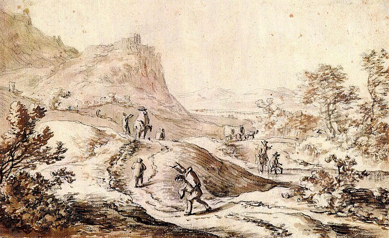 HERMAN SAFTLEVEN Mountaineous Landscape with Figures 11395 172. часть 3 - европейского искусства Европейская живопись