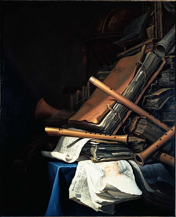 Jan Vermeulen Still Life of Books and Musical Instruments 31517 276. часть 3 - европейского искусства Европейская живопись