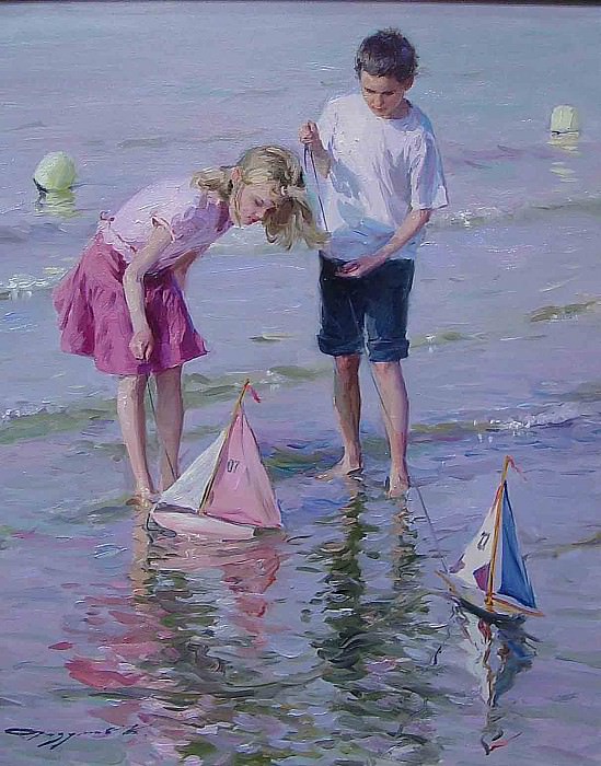 Konstantin Razoumov Children on the beach 40689 3306. часть 3 - европейского искусства Европейская живопись