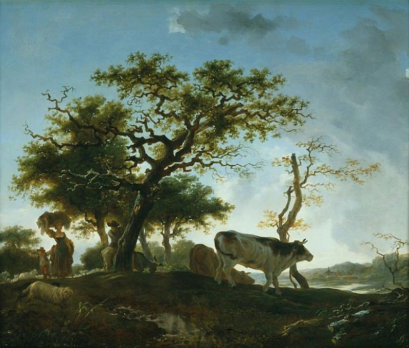 JEAN HONORГ‰ FRAGONARD Young Woman and a Herdsman in a Landscape 11287 172. часть 3 -- European art Европейская живопись