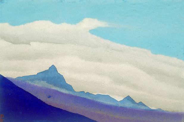 Everest # 176 Everest (Clouds over blue peak). Roerich N.K. (Part 4)