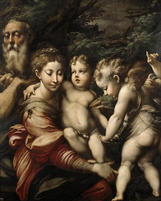 Parmigianino. Girolamo Francesco Maria Mazzola -- La Sagrada Familia con ángeles. Part 1 Prado museum