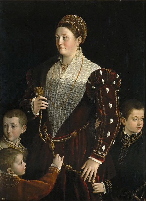 Parmigianino. Girolamo Francesco Maria Mazzola (y taller) -- Camilla Gonzaga, condesa de San Segundo, y sus hijos. Part 1 Prado museum