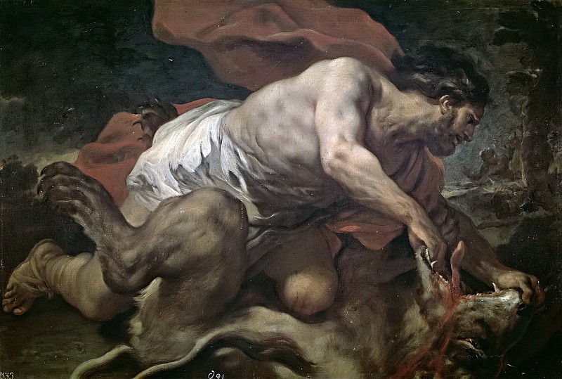 Giordano, Luca -- Sansón y el león. Part 1 Prado museum