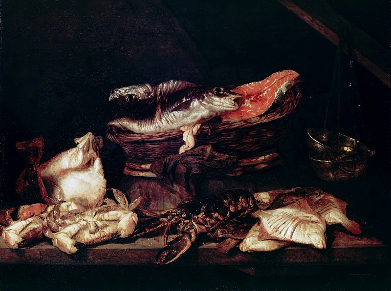 Abraham van Beyeren (1620-21-1690) - Still Life with Fish. Part 1