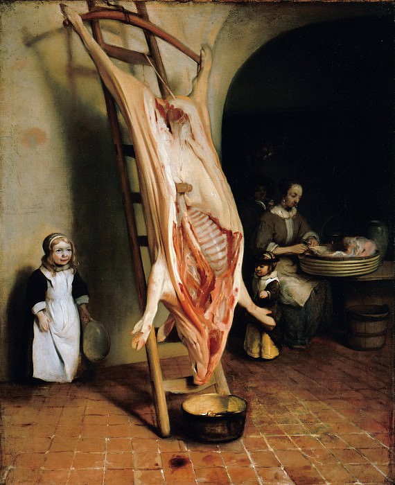 Barent Fabritius (1624-1673) - The slaughtered pig. Part 1