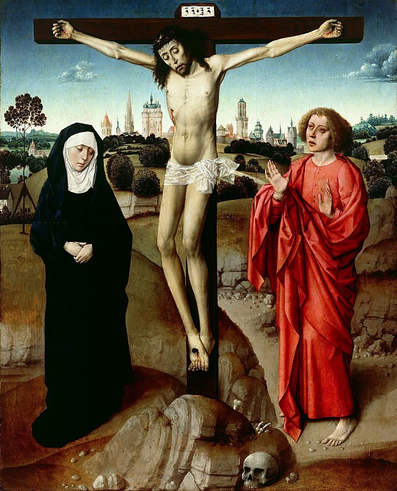 Dieric Bouts (Workshop) - Christ on the cross between Mary and John. Part 1
