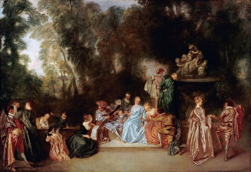 Antoine Watteau (1684-1721) - Party Outdoors. Part 1