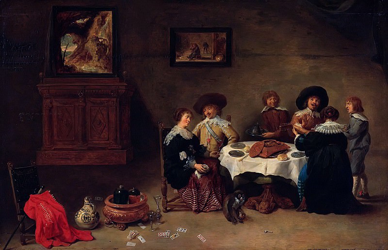 David Teniers II (1610-1690) - Company at the meal. Part 1