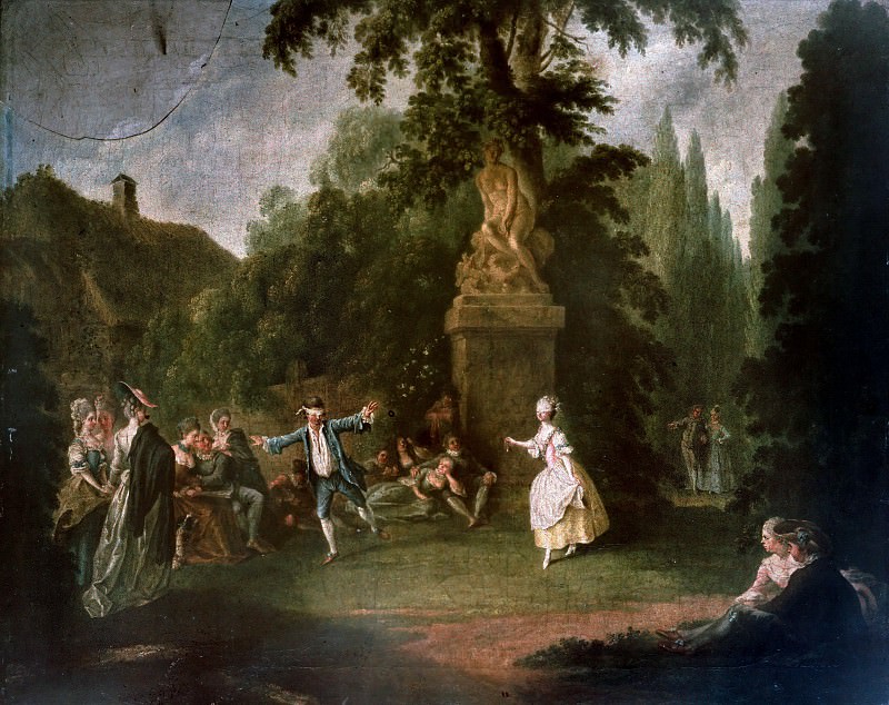 Ходовецки, Даниэль (1726-1801) - Игра в жмурки на лугу парка. Часть 1