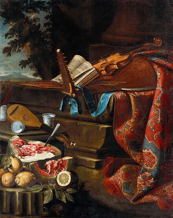 Cristoforo Munari (1667-1720) - Still Life with Musical Instruments and Fruit. Part 1