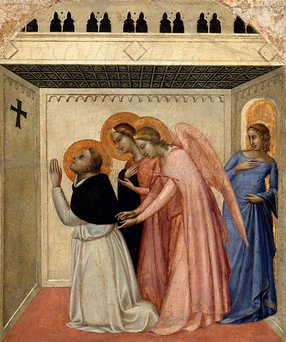 Bernardo Daddi (c.1290-1348) - The Temptation of St. Thomas Aquinas. Part 1