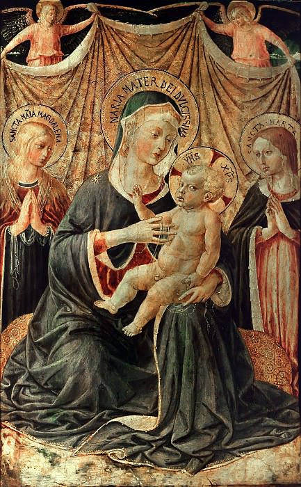 Гоццоли, Беноццо (ок1420-1497) - Мадонна с Младенцем со свв Марией Магдалиной и Марфой. Часть 1