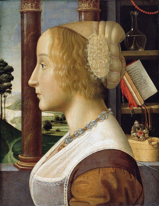 Davide Ghirlandaio (1452-1525) - Profile portrait of a young woman. Part 1