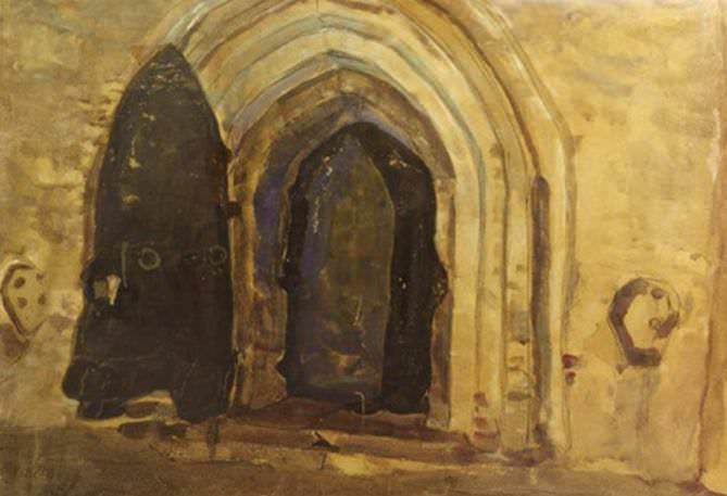 Двери церкви Петра и Павла в Новгороде (эскиз декорации). Рерих Н.К. (Часть 2)