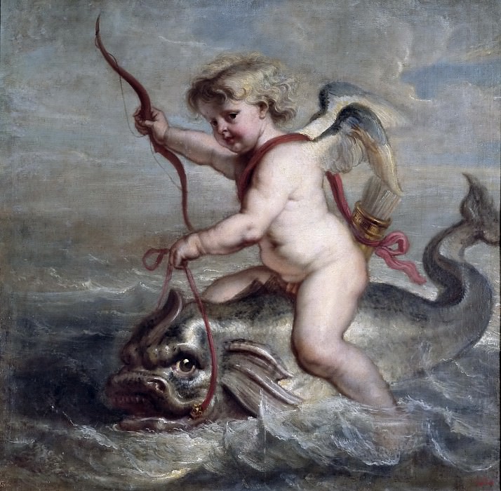 Quellinus, Jan Erasmus -- Cupido navegando sobre un delfín. Part 4 Prado Museum