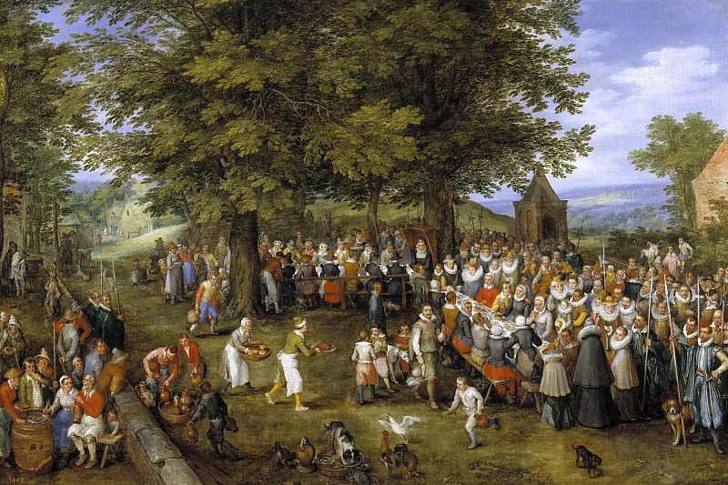 Wedding banquet chaired by Archiduques. Jan Brueghel The Elder