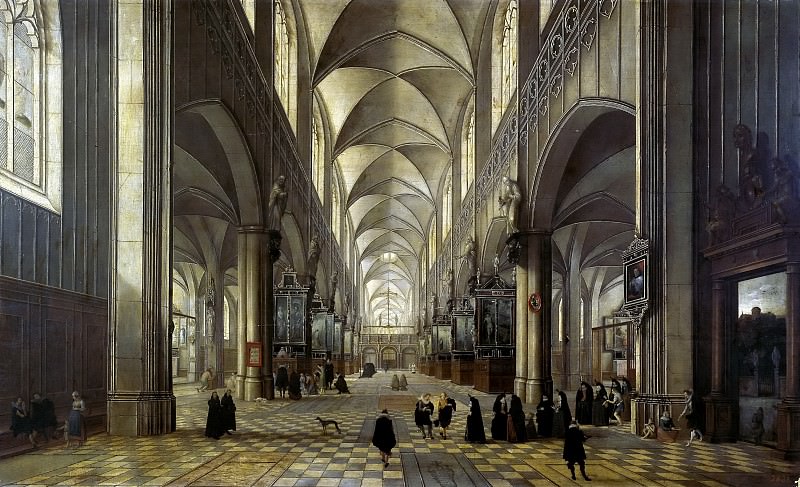 Neefs, Pieter I -- Iglesia de Flandes: La misa. Part 4 Prado Museum