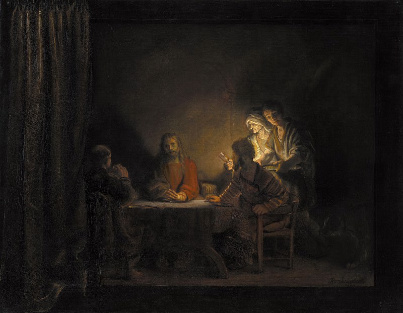 Рембрандт (мастерская) (1606–1669) - Ужин в Эммаусе. Копенгаген (SMK) Датская национальная галерея