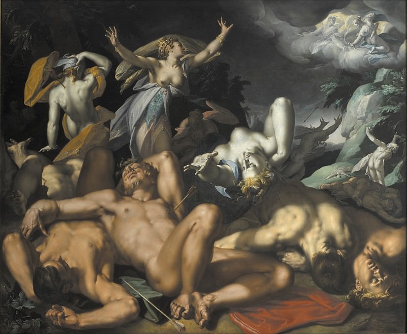 Блумарт, Абрахам (1566-1651) - Аполлон и Диана, карающие Ниобу убийством ее детей. Копенгаген (SMK) Датская национальная галерея